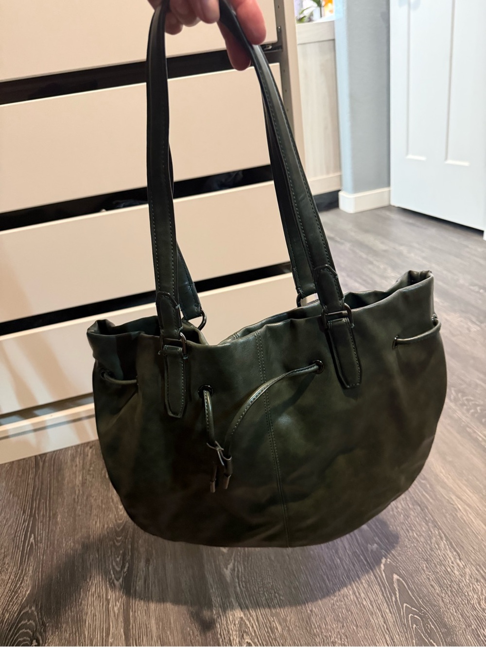 Calvin Klein Dark Green Women's Shoulder Tote Bag